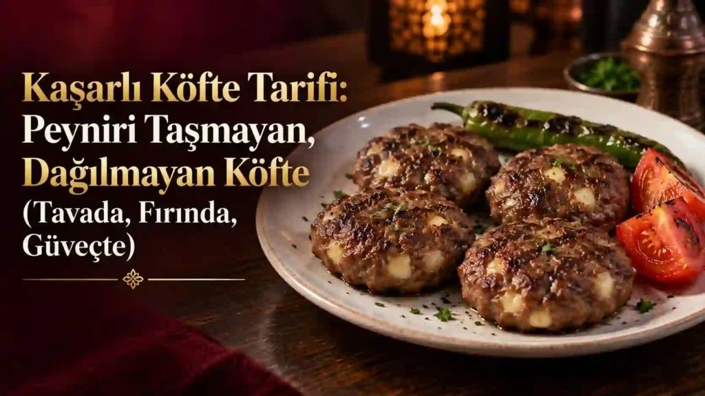Kaşarlı köfte tarifi: ortadan kesilince içindeki kaşar peyniri akan tavada pişmiş köfte