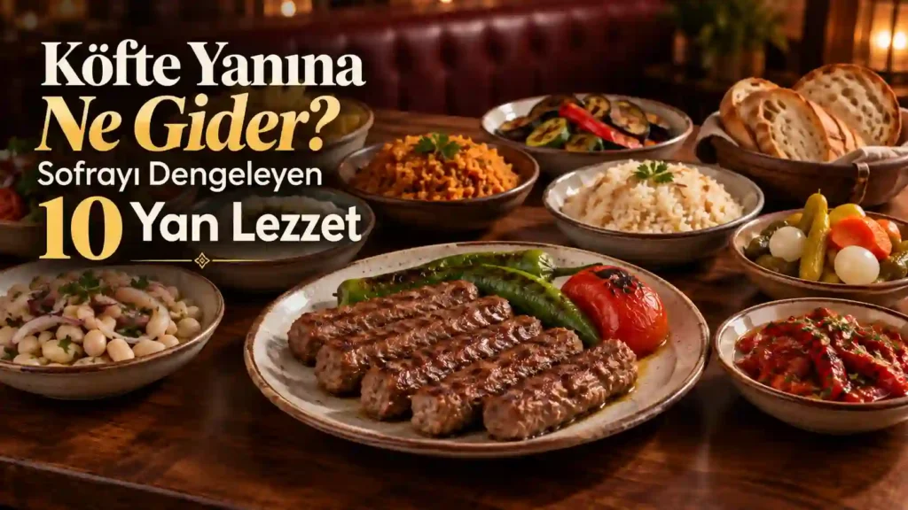 Köfte yanına ne gider: piyaz, közlenmiş biber ve domatesle servis edilen İnegöl köfte tabağı