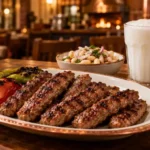 Beslen İnegöl Köftecisi döküm ızgarada İnegöl köftesi, piyaz ve ayran